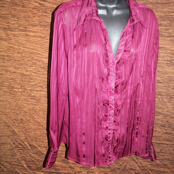 Maroon Dress SHIRT BY GEORGE DESIGNS BY MARK EISEN SIZE 16-18 USED - Picture 1 of 3